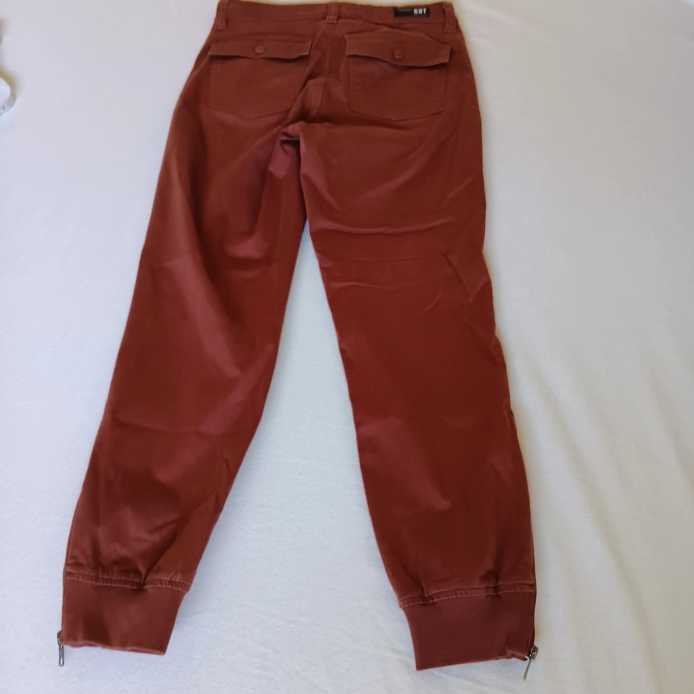 Kut from the Kloth Sz2 Chris High Rise Jogger Brown/Orange W/Cropped Zipper Legs - Picture 12 of 16